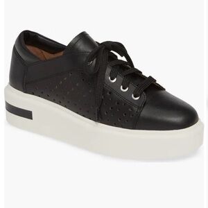 Paolo Black Leather Platform Sneakers
